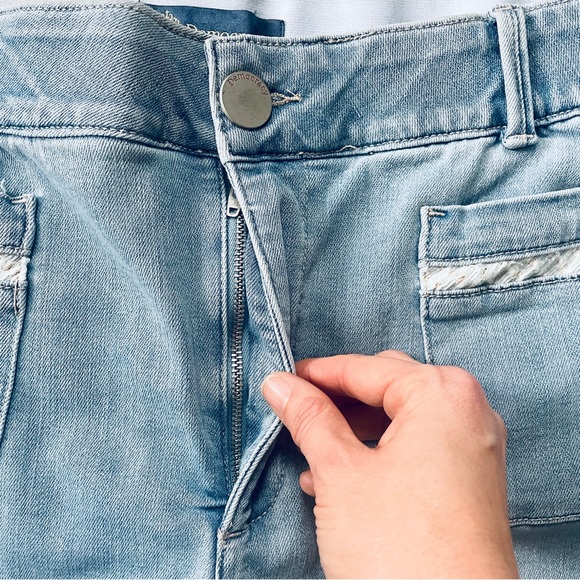 Democracy Absolution Light Wash Blue Denim Jeans Wide Leg Metallic Tweed Detail - Picture 7 of 10